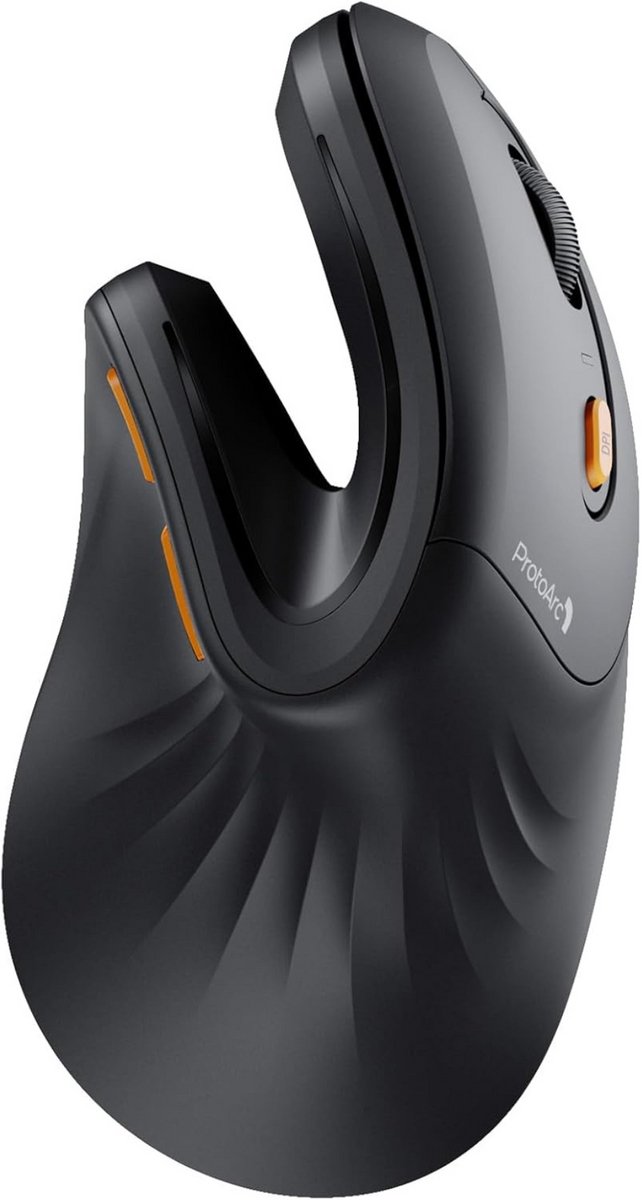 Ergonomische Verticale Muis – Draadloze Ergonomische Muis – Bluetooth & 2.4 GHz – USB-C Oplaadbaar – Voor 3 Apparaten – Instelbare DPI – Stil – Zwart (Rechtshandig)