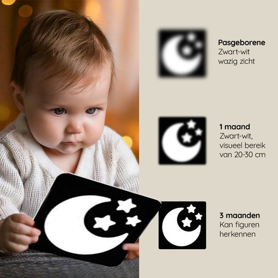 Baby Vision Ontwikkelkaarten 0–36 Maanden - Meegroei Visuele Stimulatiekaarten voor Baby’s - Zwart-Wit Contrast, Kleuren & Dieren voor Breinontwikkeling - Veilig & Duurzaam - 80 Kaarten — afbeelding 3