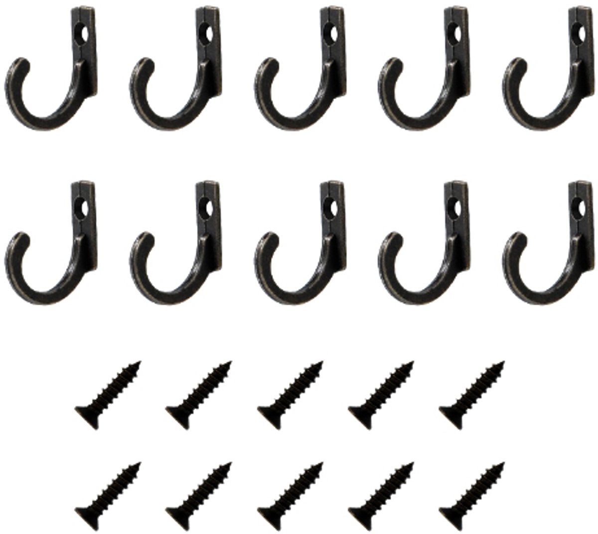 Wandhaken met schroeven, 10-pack