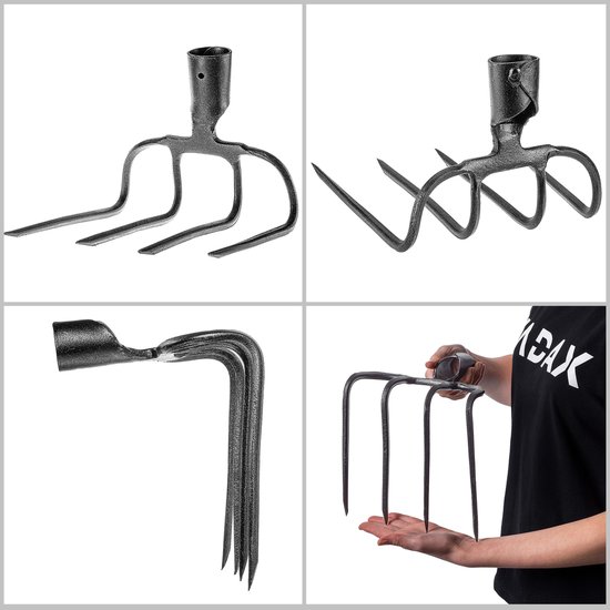 KADAX Dunghak met 4 tanden, 21,5 x 20 cm, tuinhak van hoogwaardig staal, aardappelhak voor grondbewerking, tuingereedschap zonder steel van KADAX — afbeelding 3