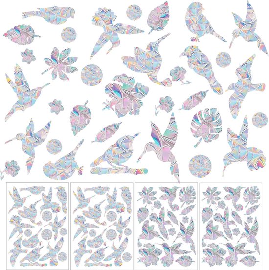 Kolibrie Decals Venster Antibotsing Decals Venste Volhouder om Vogelaanvaringen op Het Raam te Voorkomen Niet-Klevende Vinylfolie Kolibrie Stickers (6 Stuks