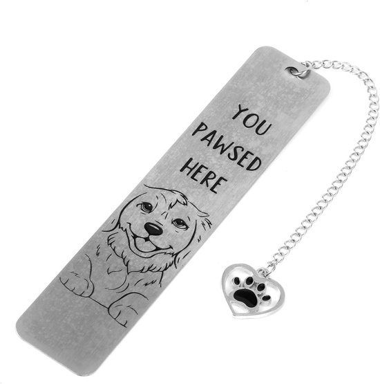 Yuanchu Hondenbladwijzer voor vrouwen, metalen boekenlegger voor boekenliefhebbers, schattige bladwijzer met hondenmotief, hanger en geschenkdoos, roestvrij staal, cadeau voor hondenliefhebbers