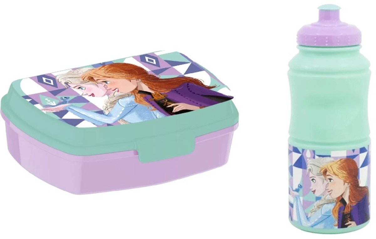 Frozen Ice Magic broodtrommel + plastic drinkfles 380ml