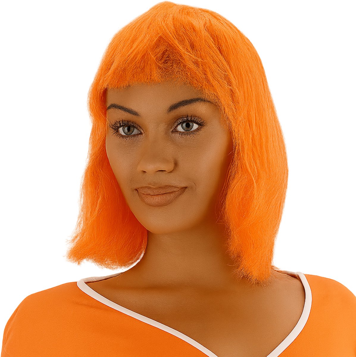 Oranje Feestpruik – Verkleed Pruik met Pony – Carnaval, Themafeest & Koningsdag