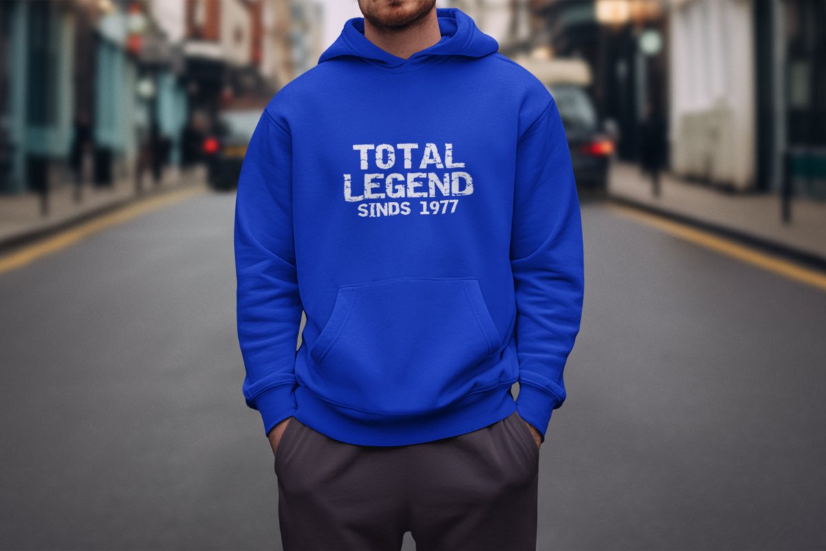 1977 Jaar Blauw Hoodie heren - Maat XXL - Total Legend - Verjaardag Cadeau Mannen - Limited Edition