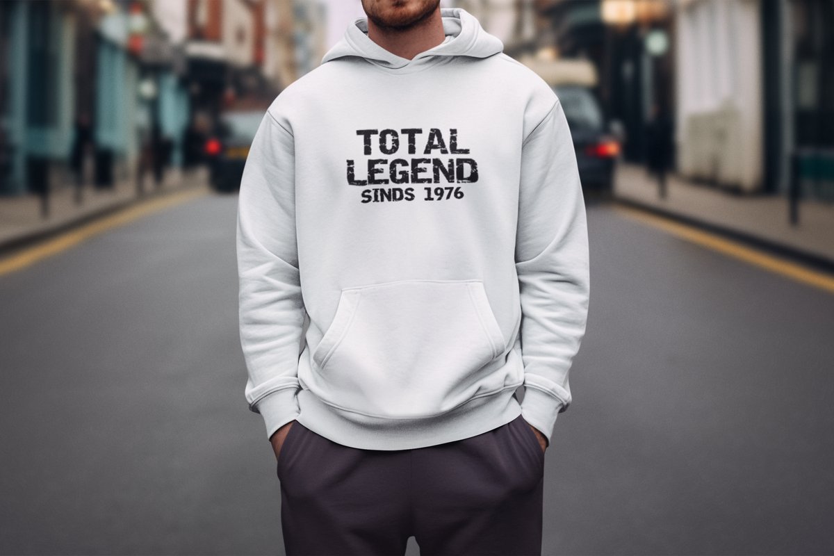 1976 Jaar Wit Hoodie heren - Maat M - Total Legend - Verjaardag Cadeau Mannen - Limited Edition
