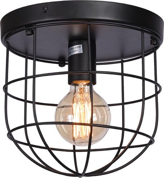 Plafondlamp Zwart Metaal inclusief LED lamp | bol.com