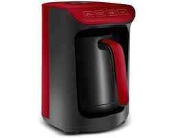 Karaca Hatır Koz – Turkse Koffiemachine met Roosterfunctie – Cherry Rood – voor 5 kopjes koffie met schuim