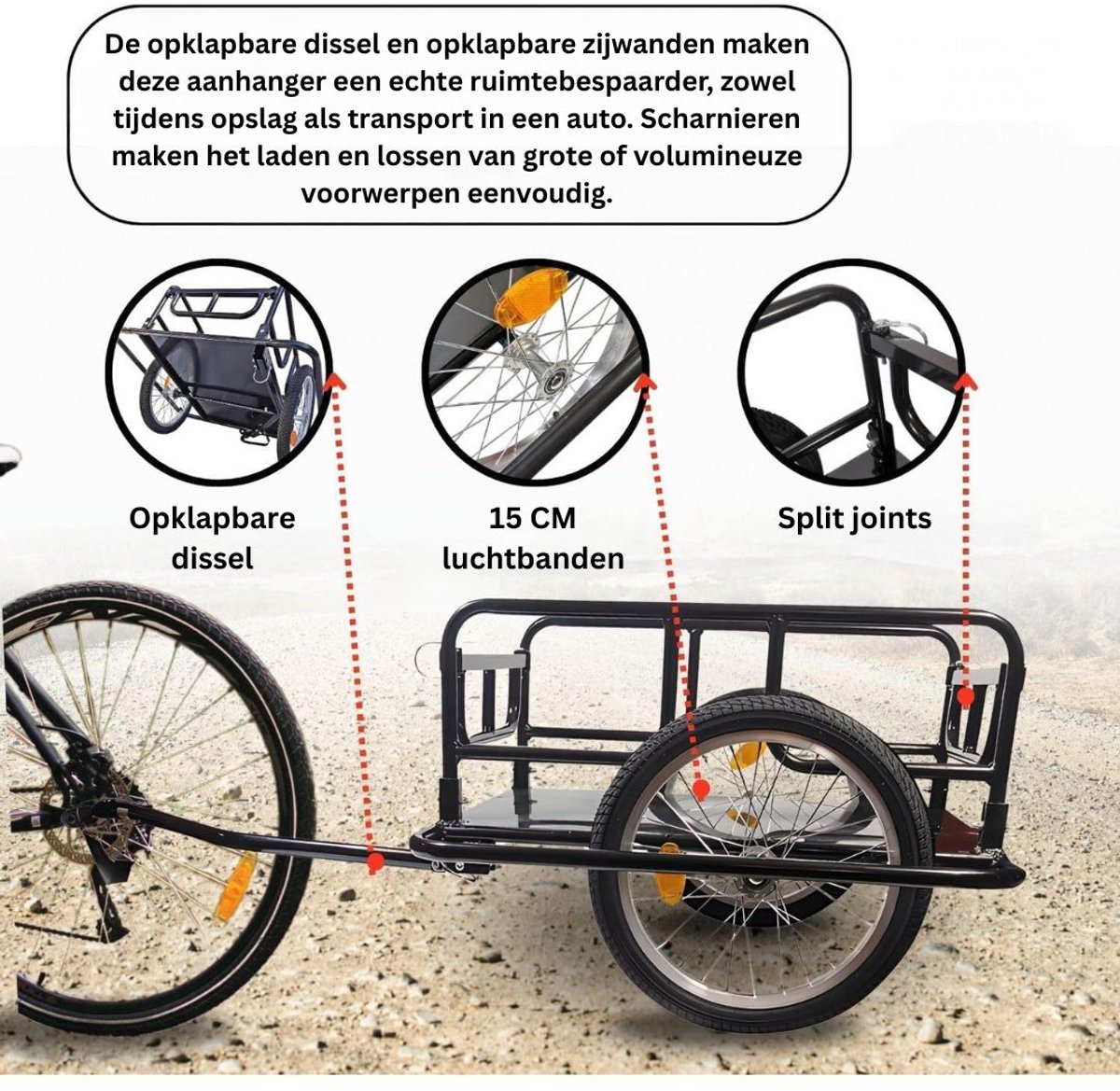 Fietsaanhangwagen voor 2 E-bikes / 2 fietsen opklapbaar ongeremd - De Reus aanhangwagens