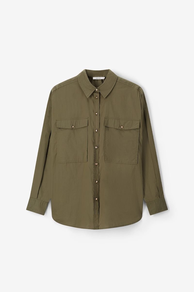 Sissy-Boy - Donkergroene poplin blouse