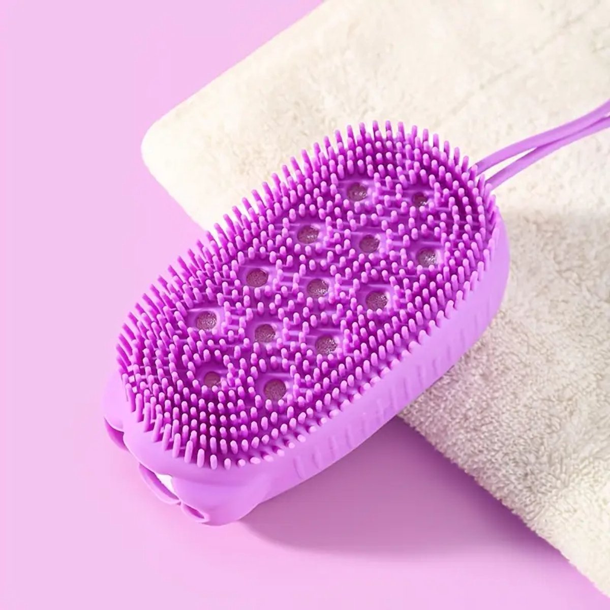 Silicone douche spons - badspons - douchespons - paars/roze
