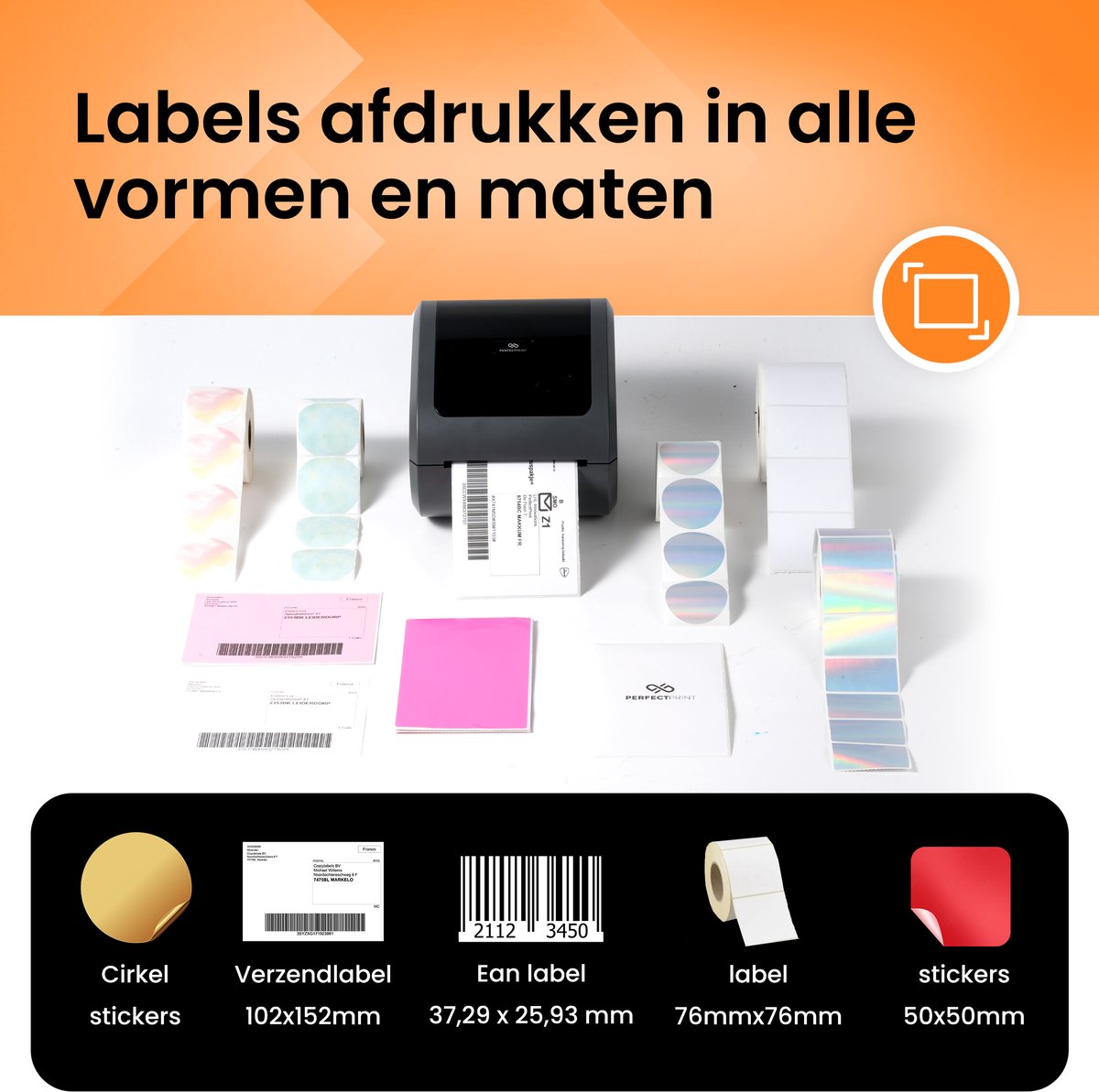 PerfectPrint Labelprinter - Labelmaker - Thermische Printer - Labelprinters - USB & Bluetooth Verbinding - Verzendlabel Printer PostNL & DHL + verzendetiketten — afbeelding 2