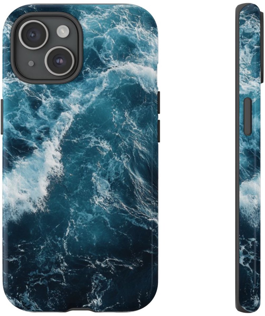 Oceaangolven in Diepblauw – Telefoonhoesje Geschikt voor iPhone 15