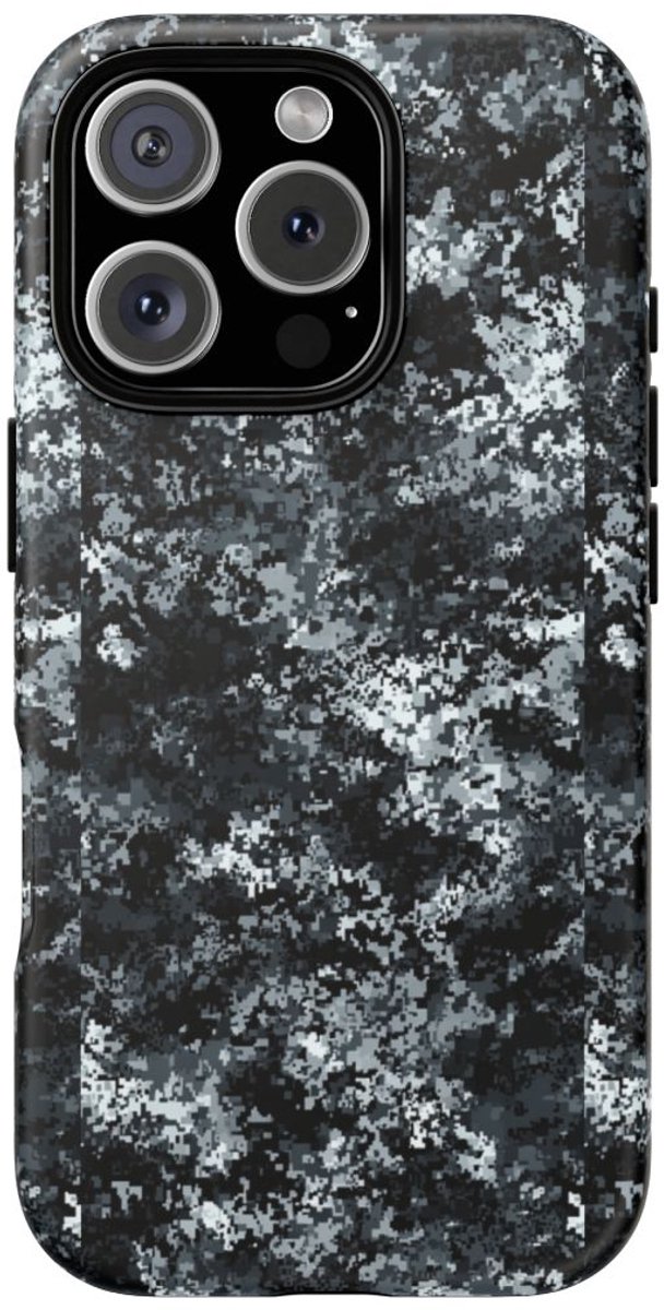 Digitale Grijze Camouflage – Mat Hoesje Geschikt voor iPhone 16 Pro