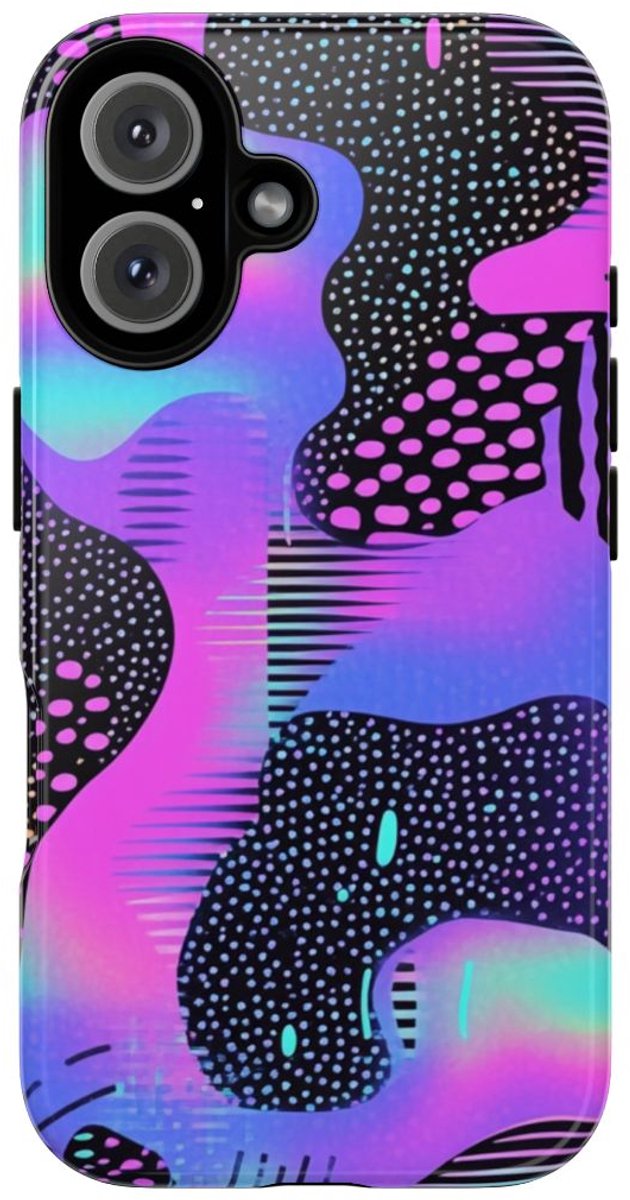 Abstract Neon Vaporwave Patroon – Telefoonhoesje Geschikt voor iPhone 16