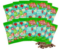 Fruitfunk Multibag strawberry & apple (12 x uitdeelzak met 10x10g fruitbites) Fruitsnoep - suikerbewust vegan snoep - gezonde traktatie kind - zonder toegevoegde suikers