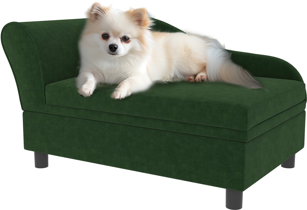 PawHut-Huisdierenbank-76x45x43cm-Fluweel-Groen