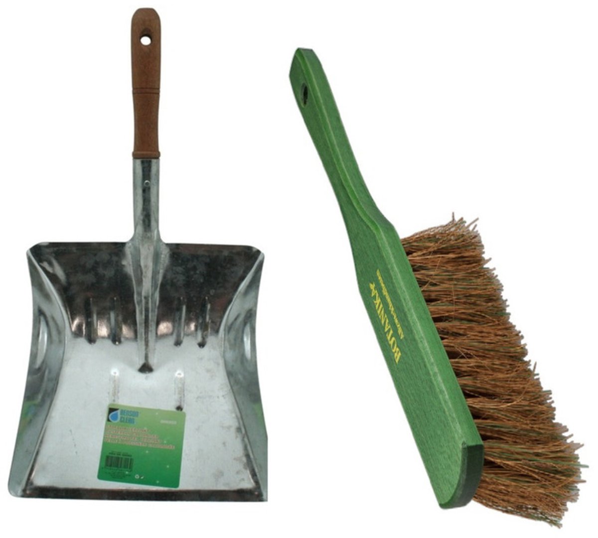 Benson Stoffer en Blik combinatie - voor buiten - Hout met extra sterke kokosvezels - Metalen blik van 22 x 22 cm - Vegen