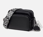 Rainbecom - Sac bandoulière femme Zwart - Sac bandoulière en similicuir - Bandoulière large réglable - Compartiments multiples - Sac bandoulière léger et élégant - 22 x 15 x 8 cm - Sac femme tendance