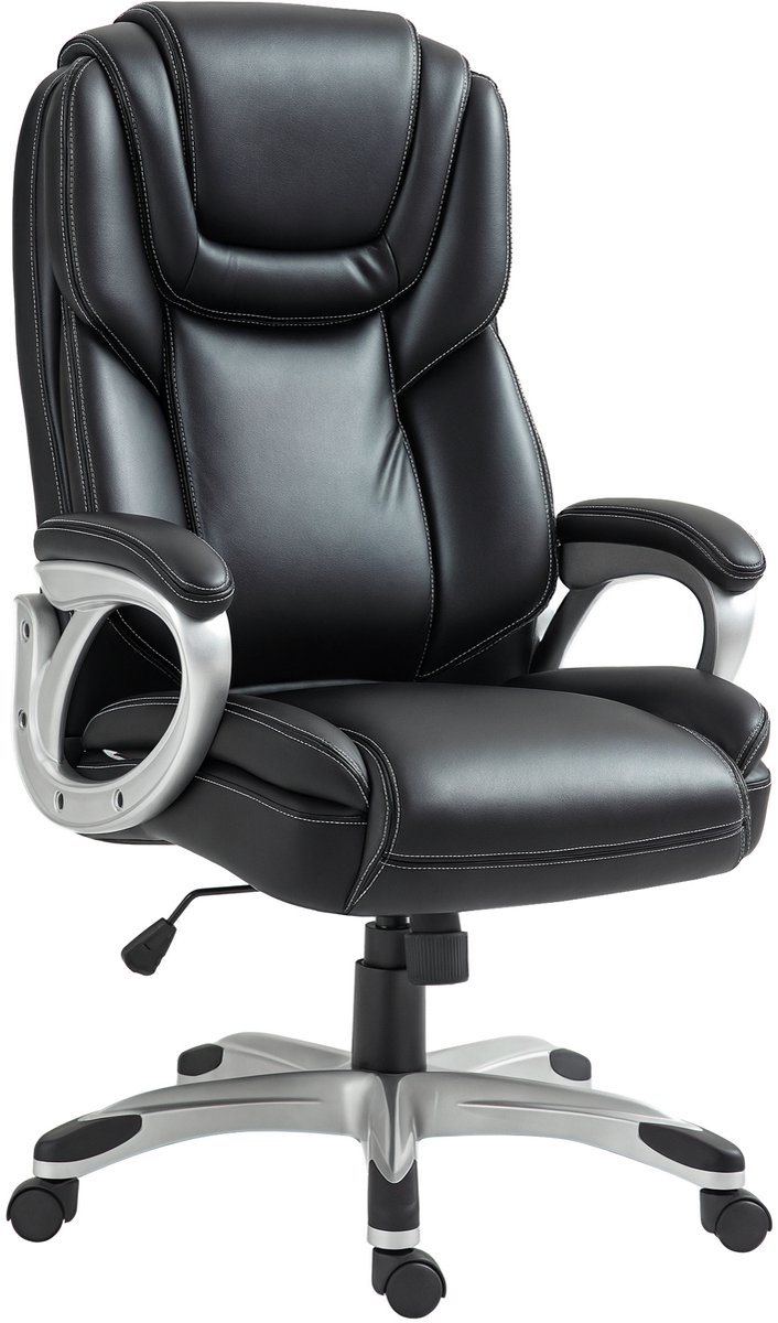 HOMCOM-Bureaustoel-66x75,5x124,5cm-Synthetische hoes-Zwart