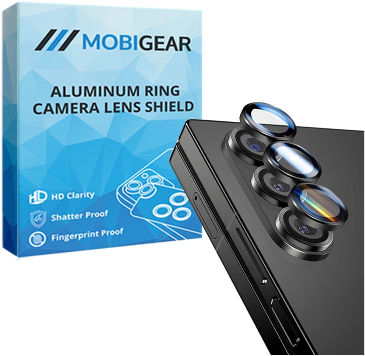 Mobigear Screenprotector geschikt voor Samsung Galaxy Z Fold 4 Glazen | Mobigear Single Camera Lens Protector - Case Friendly - Zwart