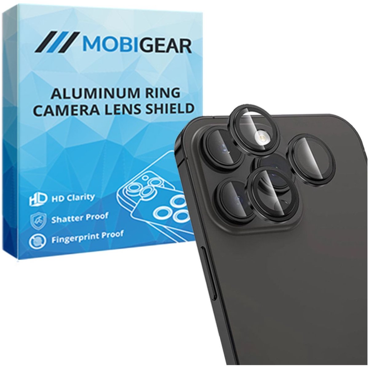 Mobigear Screenprotector geschikt voor Apple iPhone 14 Pro Glazen | Mobigear Single Camera Lens Protector - Case Friendly - Zwart