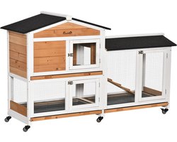 PawHut-konijnenhok-157,4x53x99,5cm-dennenhout-geel