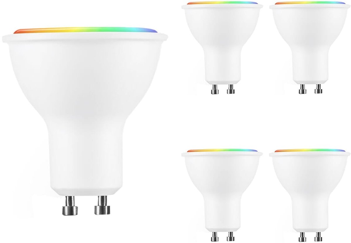 Modee Smart GU10 LED Spot 2.9W - 250lm - 4000K - RGB+W - Afstandsbediening - Vervangt 25W Gloeilamp - 5 stuks