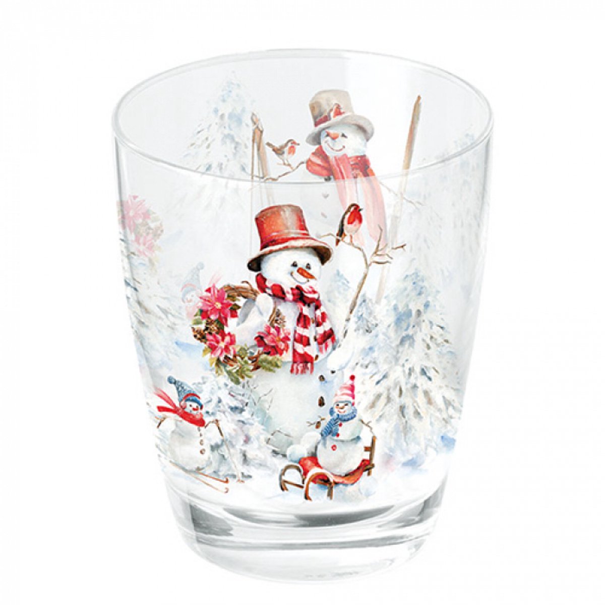 Ambiente-set van 2- waterglas-sporty snowman-sneeuwpop-winter-kerst-tafelen