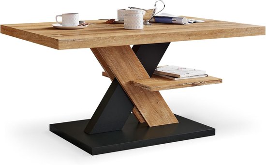 Furinno Salontafel met houten pootlift met verborgen compartiment en open zijwaartse opbergplank voor woonkamer, gemaakt hout, massief wit, 45 (D) x 89,9 (B) x 46,2 (H) cm