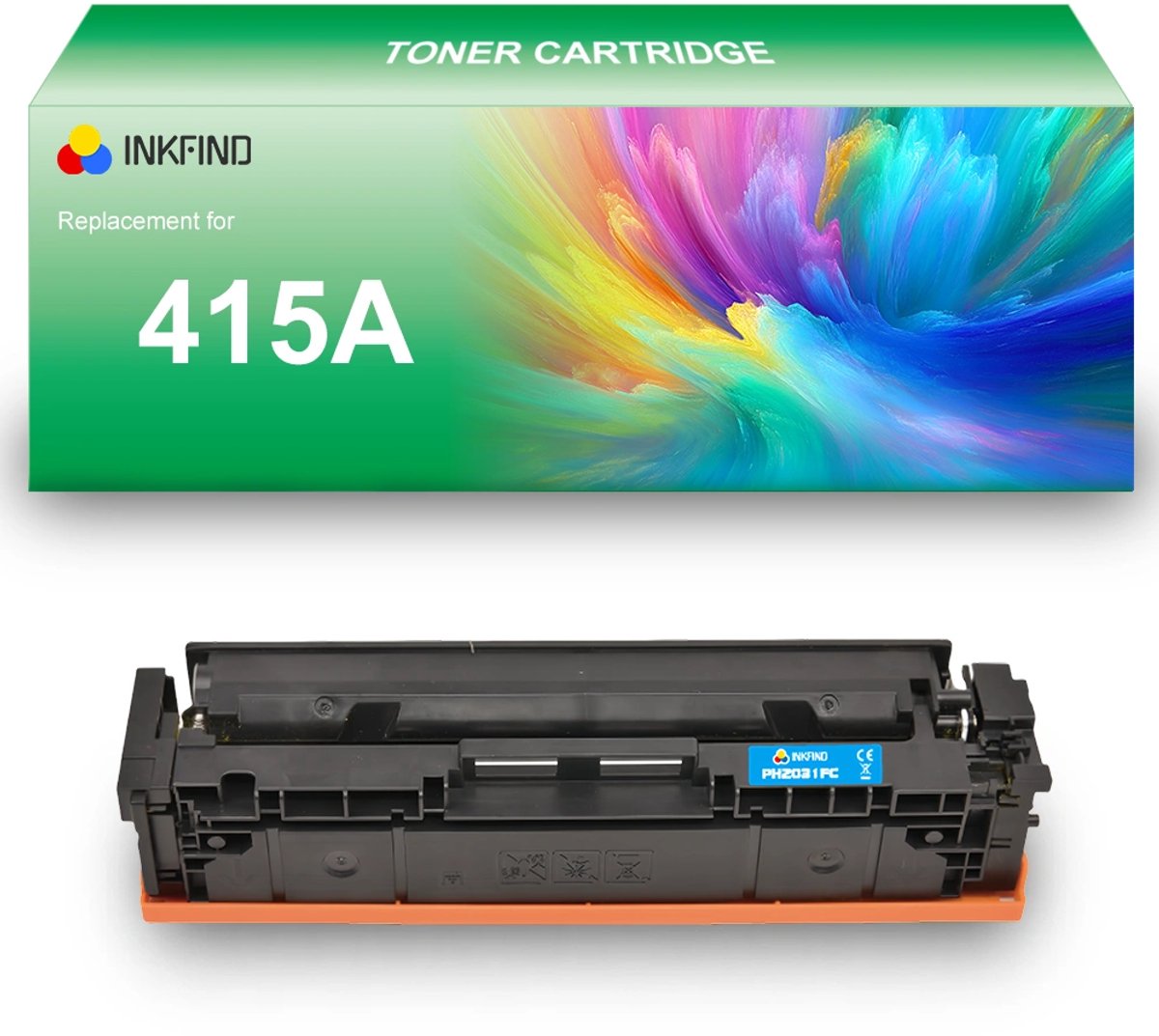INKFIND 415A (W2031A) Cyaan tonercartridge compatibel met HP 415A (W2031A) Cyaan toner cartridge - 1-pack Cyaan