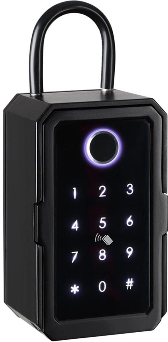 Ksrnsne sleutelkast met code, sleutelkluis van zinklegering voor buiten/binnen Sleutelkluis met vingerafdruk voor thuis/garage/kantoor (Bluetooth)