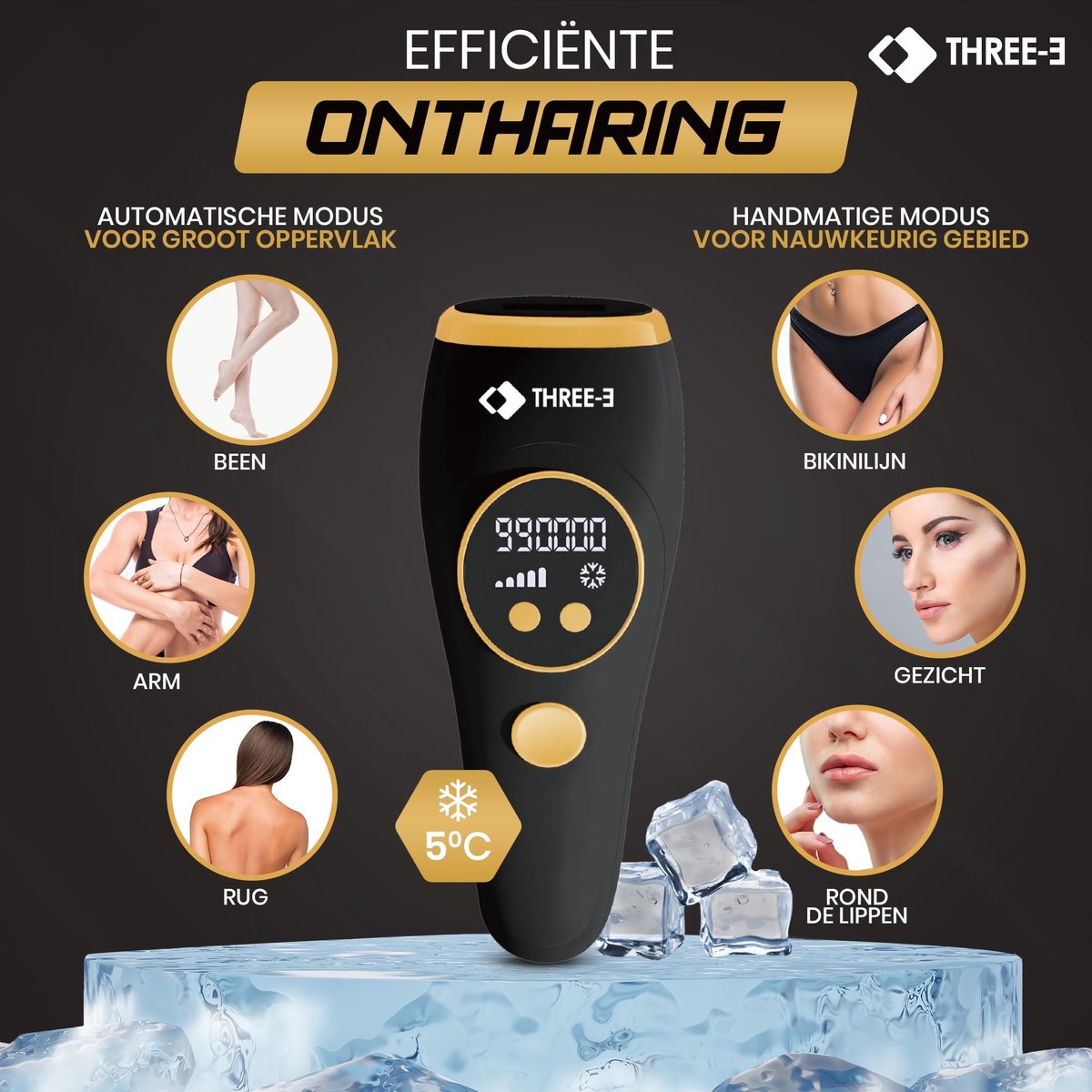 THREE-E IPL-ontharingsapparaat: 999.999 flitsen met ijskoeling thumbnail 3