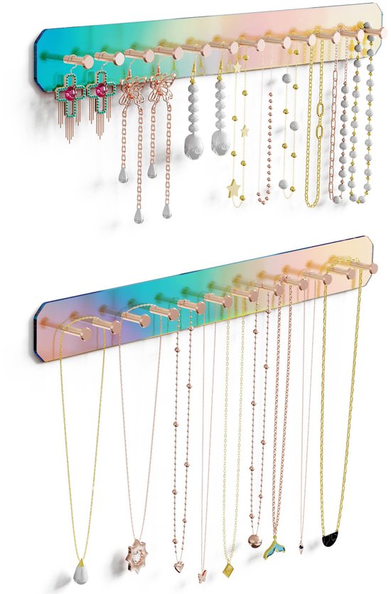 Lolalet Draaibare Kettinghouder Met 26 Metalen Haken - Wit - Halsketting Organizer