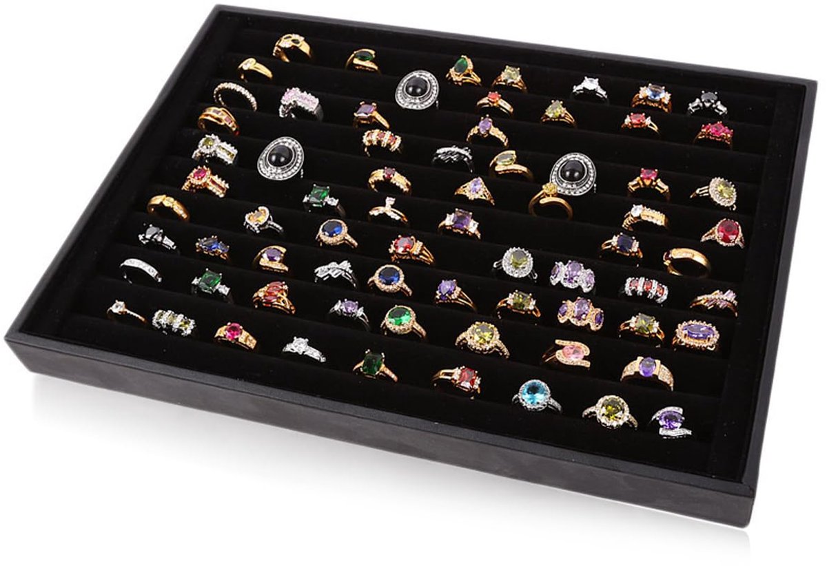 AIU Ringdisplay Ringendoos Schmuckkasten Ringlade Ringenlade voor 100-120 ringen 35 x 24cm