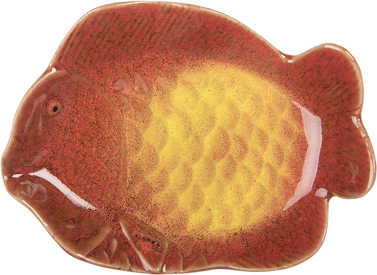 Decoratie schaal Vis 16x11x3 cm Oranje Keramiek