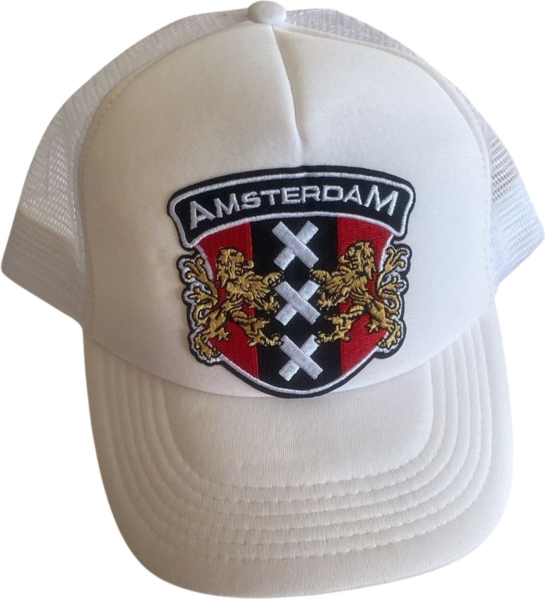 Hippe Amsterdam Pet / Cap | Verstelbaar & Unisex | One Size - Wit