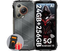 Blackview BL7000 - AI Robuuste Smartphone - 5G - 24GB RAM - 256GB ROM - Met Leren Hoesje - 6.78 inch 120Hz - Robuuste Telefoon - IP68 Waterdicht - Nachtzicht - Android 15 - NFC - GPS - Zwart