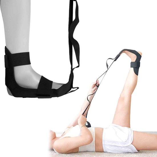Yoga Stretching Strap - Beenstrekkerband - Fascia Stretcher - Unisex - Verlichting van Plantaire Fasciitis - Geschikt voor Fysiotherapie, Verlichting van Plantaire Fasciitis, Pilates, Dans, Gymnastiek - Zwart van Merkloos — afbeelding 2
