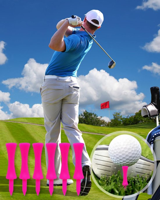 Golf Tees - 80 stuks - 57MM - Plastic - Herbruikbaar - Oefenmateriaal voor industriële golfers - Roze van Merkloos — afbeelding 2