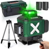 JACKMEND 4D Kruislijnlaser met Statief 1,45M Zelfnivellerend Bouwlaser met 4 tot 16 Lijnen - 50 Meter Meetbereik - 360 Graden Rotatie Zelfnivellerende Laser - Zelf Nivellerend Kruislijn Laser - Bouw Kruislaser - Klus Lijnlaser - Rotatielaser