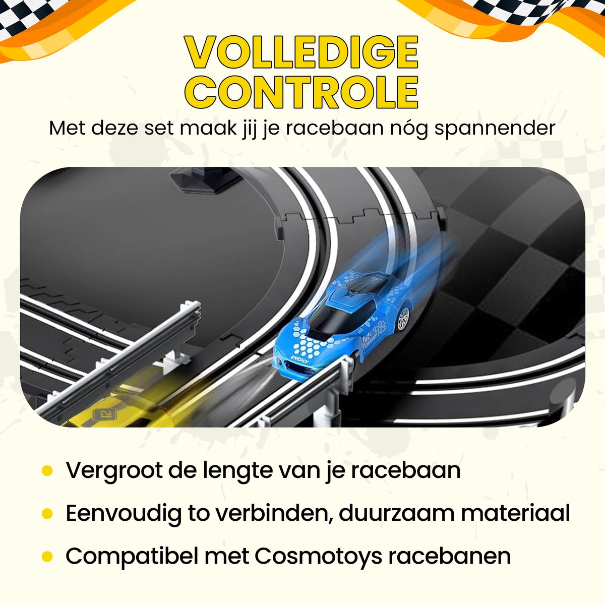 CosmoToys Uitbreidingsset 12 Stuks - Elektrische Racebaan - Auto Speelgoed - voor Kinderen - Autobaan Speelgoed - Kinderspeelgoed - Uitbreidingsset — afbeelding 4