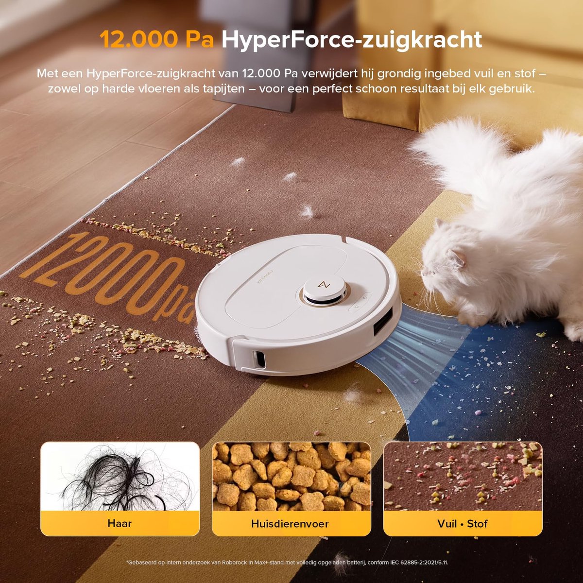 Roborock Qrevo S5V Robotstofzuiger - met afneembare basis - 12000Pa - dubbele anti-verstrengelingsfunctie - Mop lift - Reactief obstakel vermijden - warmelucht-droging - automatische dweilreiniging S7 Pro Ultra/Qrevo upgrade(Qrevo 5AE) — afbeelding 7