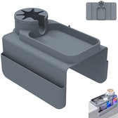 Modulo Plato Badkamermeubel Voor Waskom | 100 Cm Lichtgrijs Eiken Kader Front Hoogglans Wit Blad 2 Lades Onder Elkaar Bmk17 01238