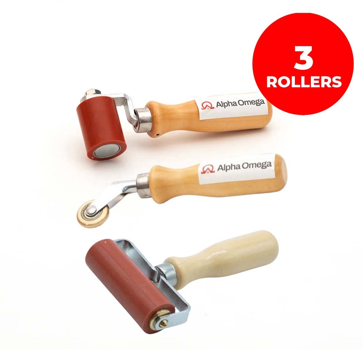 Alpha Omega® - EPDM Aandrukroller Set – 3-delig - 6 MM, 45 MM en 90 MM