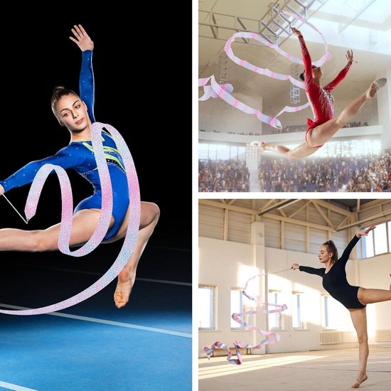 4 Stuks Fonkelende Gymnastieklinten – 200 Cm Lang, Met Glinsterende Pailletten – Perfect Voor Dans, Gym En Feest