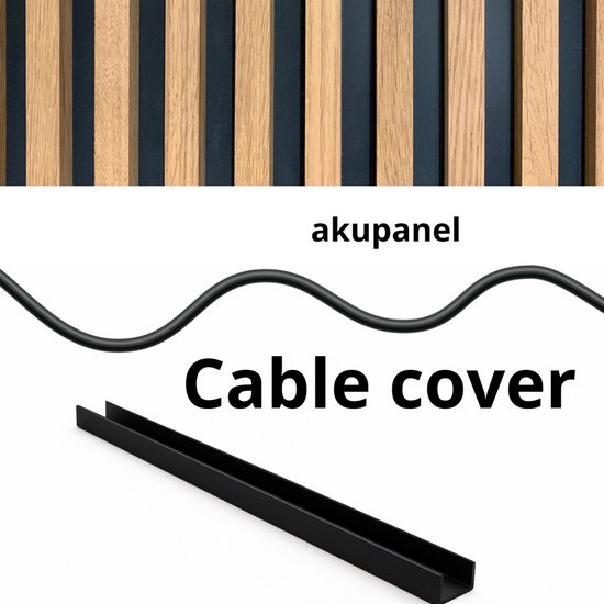 AKUPANEL KABELCOVER 13 MM ZWART – Geschikt voor panelen met een afstand van 13 mm - Model C – 20 cm – Gerecycled Polymeer – – Akupanel Accessoire – Akoestische Wanddecoratie – Cable Cover – Akoestisch Paneel
