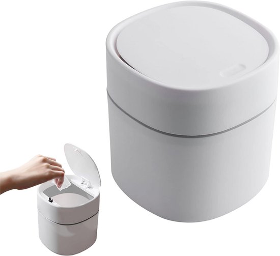 Poubelle De Table Avec Couvercle, 2 Litres, Mini Poubelle Pour Bureau Coiffeuse Table De Chevet Etc Abs Polypropylene