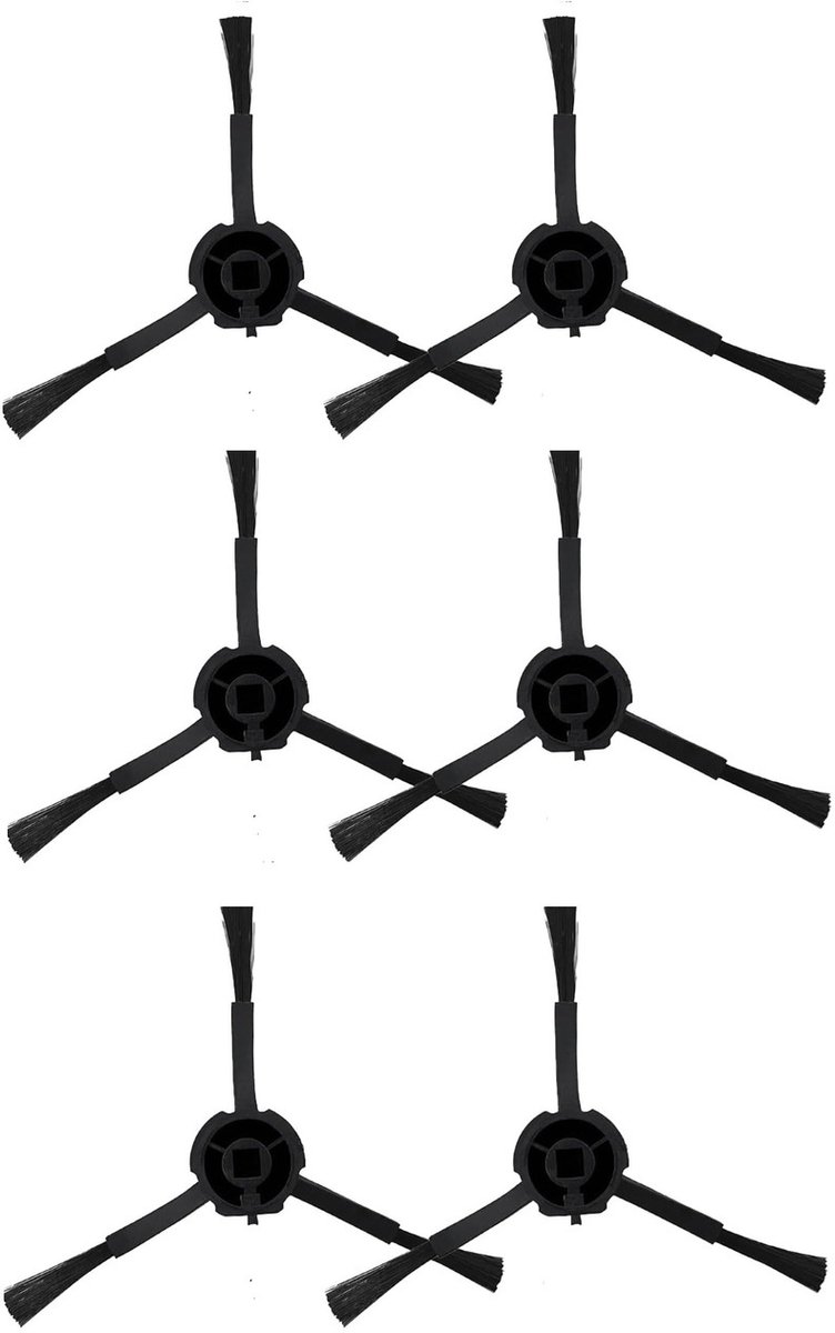 Driehoekborstel - Accessoires geschikt voor Roborock S50-serie / T4 / T6 / T7 /T7 PRO / S4 / S5 / S6 / S7 / S8 / P10 / G10 / G20 / T8 / Q7 - 6 stuks -zwarte