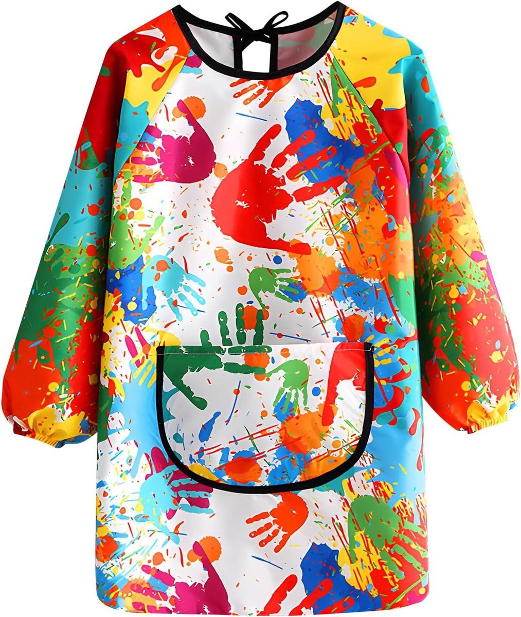 Allecto Plus Kinderschilderschort met lange mouwen - Waterdicht - Kinderschilderschort voor kinderen - Kunstkiel met zakken - Hoogte 80-100 cm
